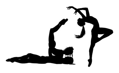 baile, danza, silueta, bailarina, danza ritmica, silueta, deporte, ballet, vector, ballet, movimiento
