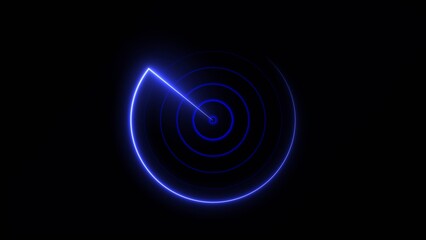 Technology Radio wave signal icon concept background. Neon radio wave radar HUD screen background illustration 4k.