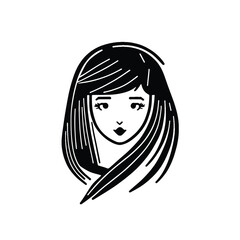 Girl hair styling icon on white background