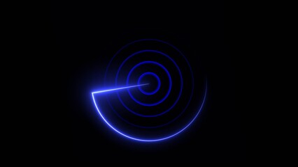 Neon light ship radar and plane radar icon conceptual location searching background illustration 4k.