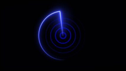Technology Radio wave signal icon concept background. Neon radio wave radar HUD screen background illustration 4k.