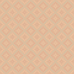 diamonds from hand drawn squares. vector seamless pattern. folk decorative art. peach color repetitive background. geometric fabric swatch. wrapping paper. continuous textile design template
