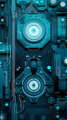 Fototapeta premium Digital technology mechanical lens gear abstract graphic poster background