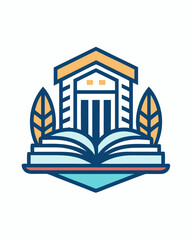 Monoline logo concept for university, school, institute or education, and your community