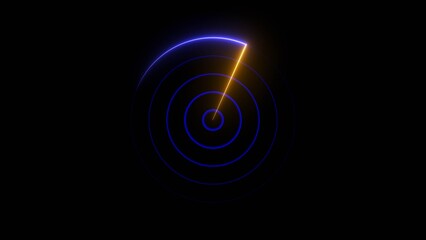 Naklejka premium Neon light ship radar and plane radar icon conceptual location searching background illustration 4k.
