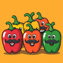 peppers, bell peppers, mustaches