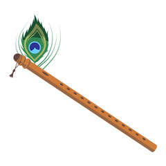 flute with peacock feathers