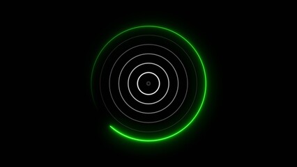 Technology Radio wave signal icon concept background. Neon radio wave radar HUD screen background illustration 4k.