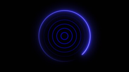 Technology Radio wave signal icon concept background. Neon radio wave radar HUD screen background illustration 4k.