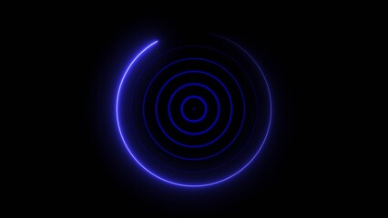 Technology Radio wave signal icon concept background. Neon radio wave radar HUD screen background illustration 4k.