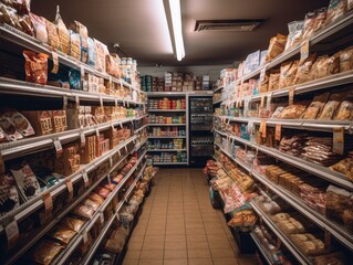 Fototapeta premium Well-Stocked Grocery Store Aisle