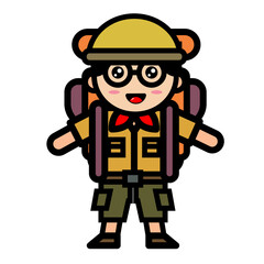 boy scout carrying backpack