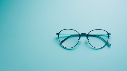 Close-up of fashionable reading glasses with a minimalist design, isolated background, perfect for marketing with copy text space