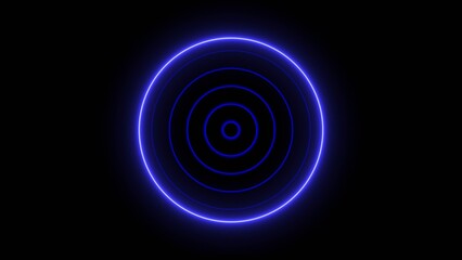 Glowing Neon ship radar and plane radar icon screen location searching background illustration.