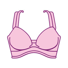 Female pink bra icon on white background
