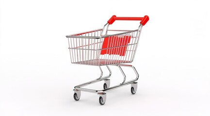 3D rendering of a simple shopping cart isolated on a white background