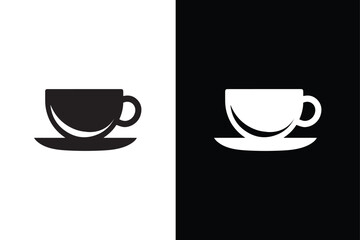 A cup of coffee or caffeine drink flat vector icon silhouette for food apps black white background.