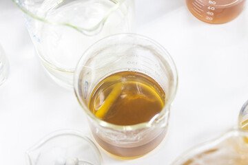Process of Liquid soap making and Liquid soap testing in the laboratory.