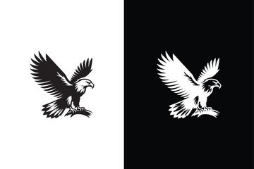 Eagle icon silhouette vector illustration. American eagle in flight. Vector illustration black white