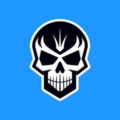 Modern skull logo design template. Cool cartoon punk rock skull. Symbol. Vector clip art illustration. Tattoo. Emblem. Sign.