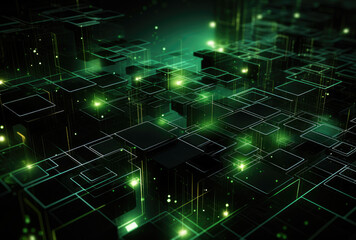 Obraz premium Futuristic Green Data Network Abstract Background
