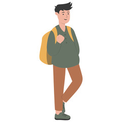 University Student Character. Flat Graphic Vector Illustration.