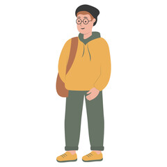 University Student Character. Flat Graphic Vector Illustration.