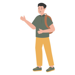 University Student Character. Flat Graphic Vector Illustration.