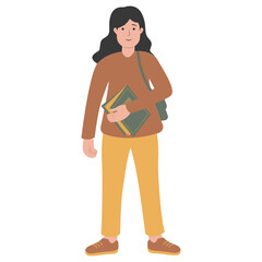 Fototapeta premium University Student Character. Flat Graphic Vector Illustration.