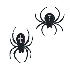 vector drawing spiders isolated at white background, hand drawn illustration