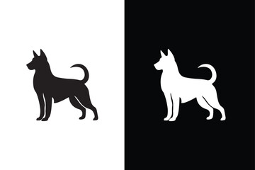 Dog icon silhouette vector illustration. Vector, isolated black white silhouette of a dog, collection