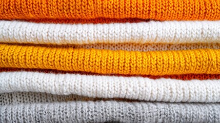 Warm and cozy knitted blanket with vibrant stripes, isolated background, perfect for product displays with copy text space for promotional use