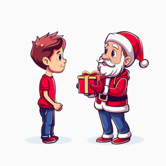 Obraz premium Santa Claus giving a gift to a boy
