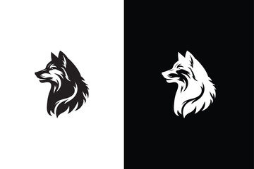 Wolf icon silhouette isolated vector images of wild animals. Simple Wolf Head Vector Illustration black white background. © Nezamur
