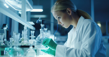 Fototapeta premium Focused Scientist Conducting Laboratory Research
