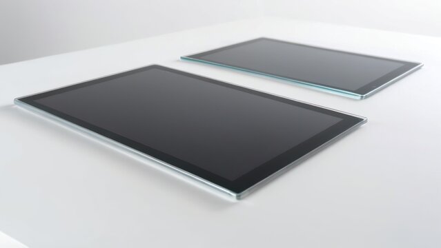  a pair of clear plastic easers with black rubber feet,