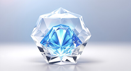 an illustration of a clear quartz prism with a transparent, glass-like appearance, showcasing its clarity and light-reflecting properties.