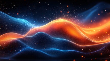 Obraz premium Mystic Blur: Dark Blue and Orange Gradient Abstract Background