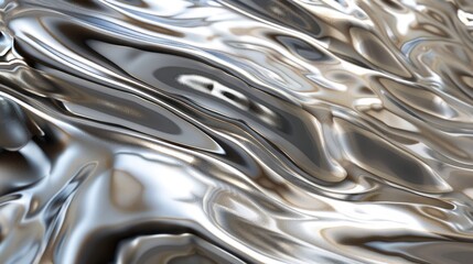 Dynamic 3D waves with a glossy metallic finish, undulating smoothly and reflecting light in a captivating display of abstract art.