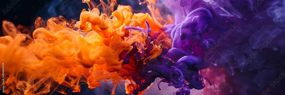 Wall mural dynamic and colorful swirls of vibrant orange and deep purple combine to create a stunning abstract 