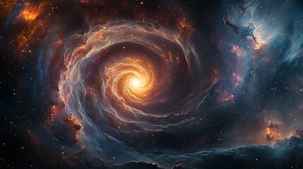 Fototapeta premium Galactic Majesty: High-Res Spiral Galaxy Featuring Swirling Stars and Colorful Nebulae