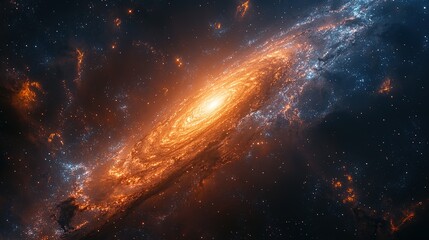 Galactic Majesty: High-Res Spiral Galaxy Featuring Swirling Stars and Colorful Nebulae