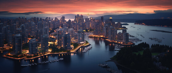 Fototapeta premium Urban Twilight: Majestic Cityscape at Dusk