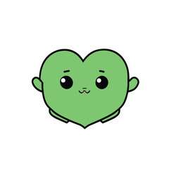 Cute heart kawaii on white background, vector illustration