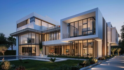 Fototapeta premium Modern Luxury Villa in the Twilight