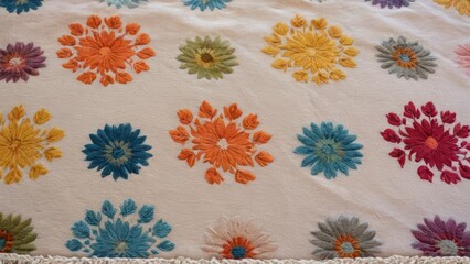  an orange, gray and blue area rugs on the ground,