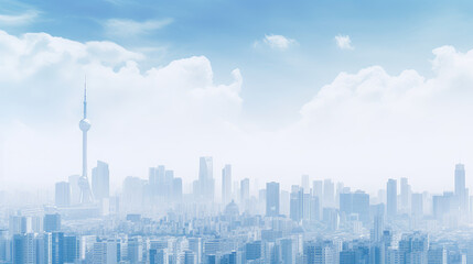 Fototapeta premium Urban Dreamscape: City Skyline and Clouds