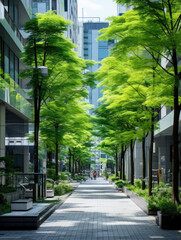 Obraz premium Modern Urban Oasis: Sustainable City Living