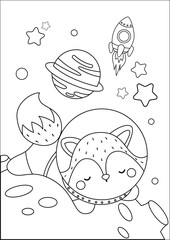 a vector of a coloring pages of astronauts fox