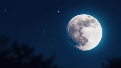 Obraz premium a full moon over the mountains in the night,